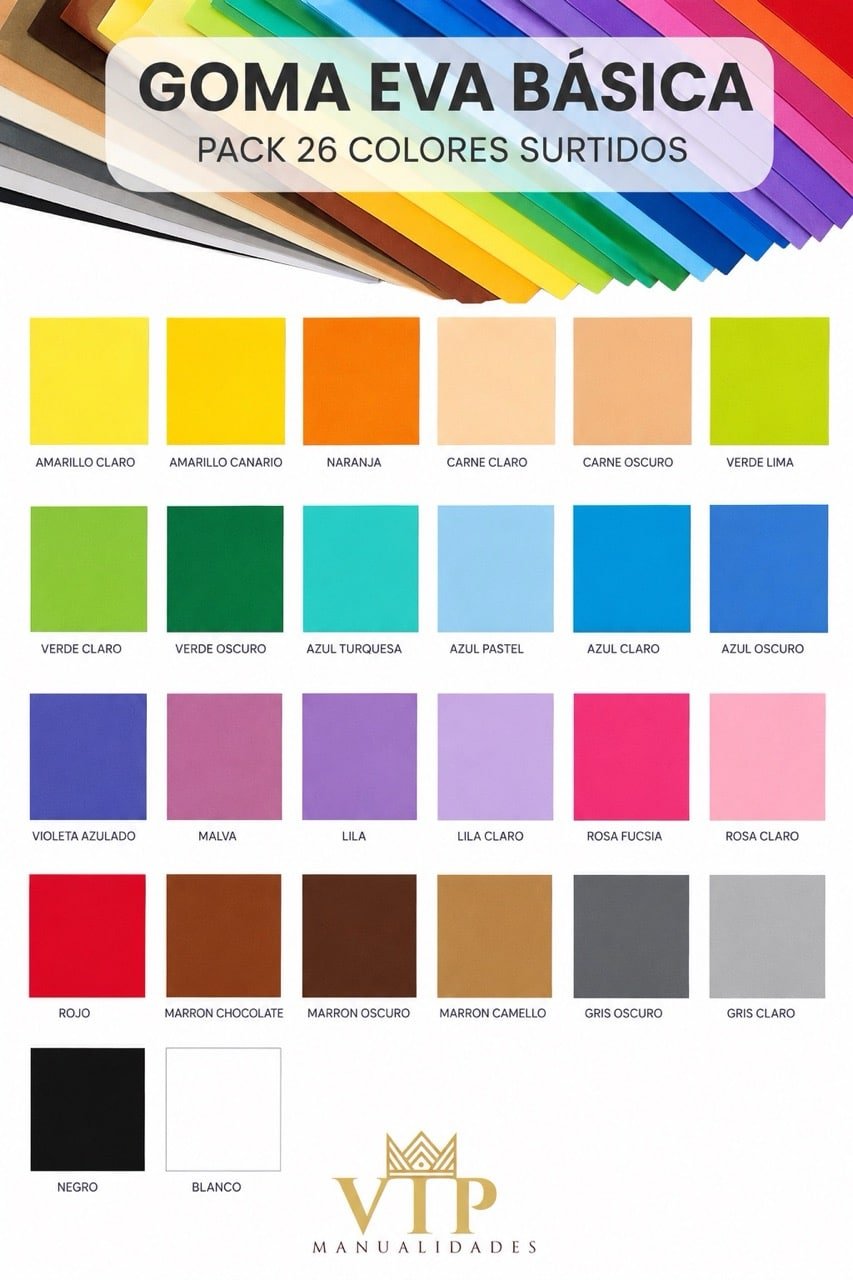 Pack Goma EVA Básica VipManualidade 26 colores surtidos