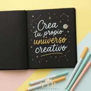 Libreta Bullet Journal Creativa de Hojas Negra manualidades vip