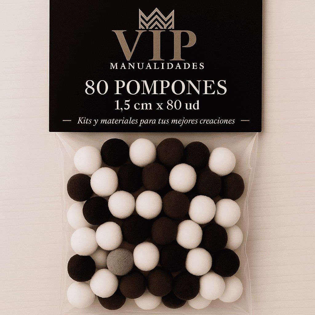 Surtido de 80 pompones colores neutros