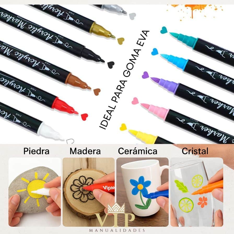 Rotuladores Acrilicos alta cobertura doble punta vip manualidades