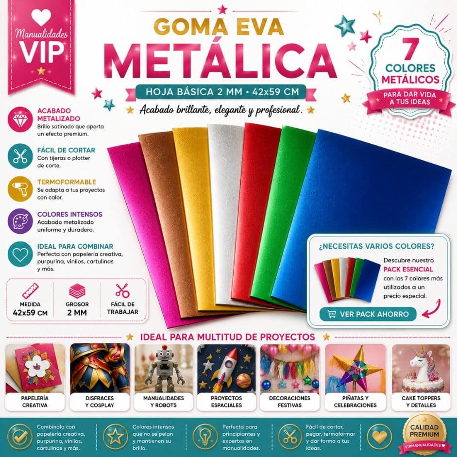 GOMA EVA METÁLICA VIP MANUALIDADES