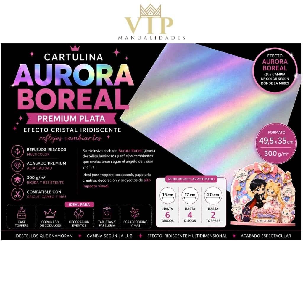 Cartulina Aurora Boreal Premium Plata 49,5 x 35 cm