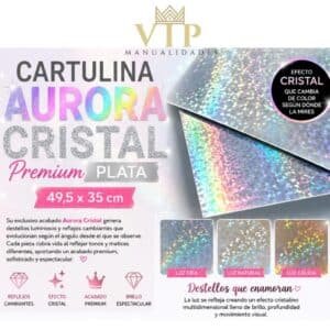 Cartulina Aurora Cristal Premium Plata 49,5 x 35 cm