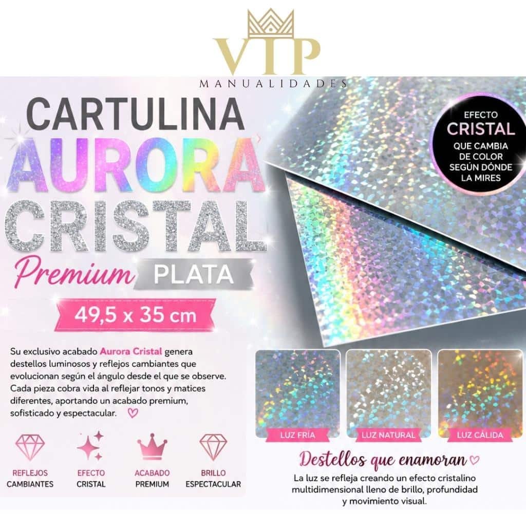 Cartulina Aurora Cristal Premium Plata 49,5 x 35 cm